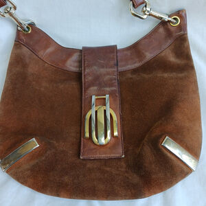 Vintage Susan Gail Brown Suede Leather Bucket Handbag